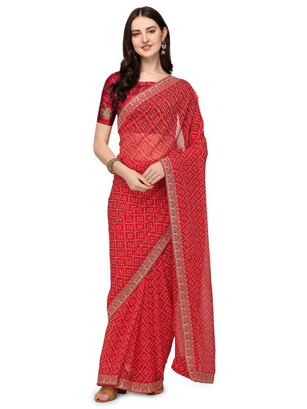 Bandhani 01 Georgette Printed Fancy Ethnic Wear Saree Collection